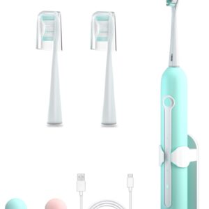 CRKIOB Electric Toothbrush for Adults Ultrasonic Rechargeable Power Toothbrushes One Charge for 180 Days Use with 2 Brush Heads and Holder Electric Toothbrushes (Green)