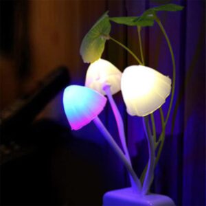 Sensor Led Night Light, Color Changing Plug-in LED Mushroom & Lotus Dream Bed Lamp Nursery Baby Bed Flower Lamp Cute Mushroom Night Light Flower Wall Lamp with Dusk to Dawn Sensor Wall NightLight