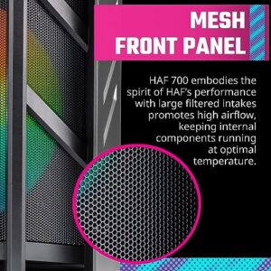 Cooler Master HAF 700 E-ATX High Airflow PC Case, Mesh Front Panel, Dual 200mm Sickleflow Customizable ARG Fans, 1 x USB 3.2 gen 2 Type C, 4 x USB 3.2 gen 1 (3.0) (H700-IGNN-S00)