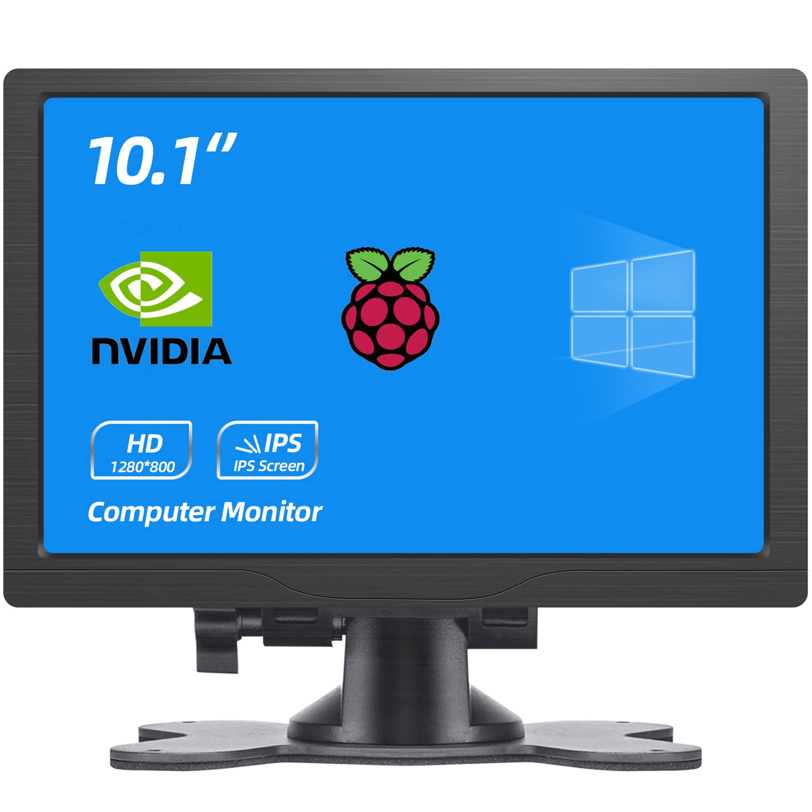 HMTECH 10.1 Inch HDMI Monitor 1280X800 Portable HD VGA Monitor LCD IPS Screen w/Dual-Speaker for Raspberry pi/PC/Laptop/TV/Camera/Gaming