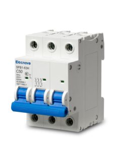 elecnova 6-63a miniature circuit breaker, ac 3 pole 400v, din rail mounted 50 amp breaker, thermal magnetic trip, 110v / 120v available, overload, short-circuit protection