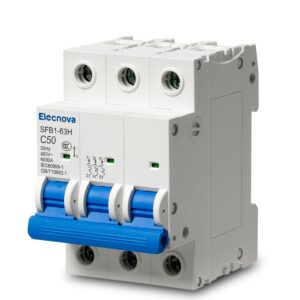 Elecnova 6-63A Miniature Circuit Breaker, AC 3 Pole 400V, DIN Rail Mounted 50 amp Breaker, Thermal Magnetic Trip, 110V / 120V Available, Overload, Short-Circuit Protection