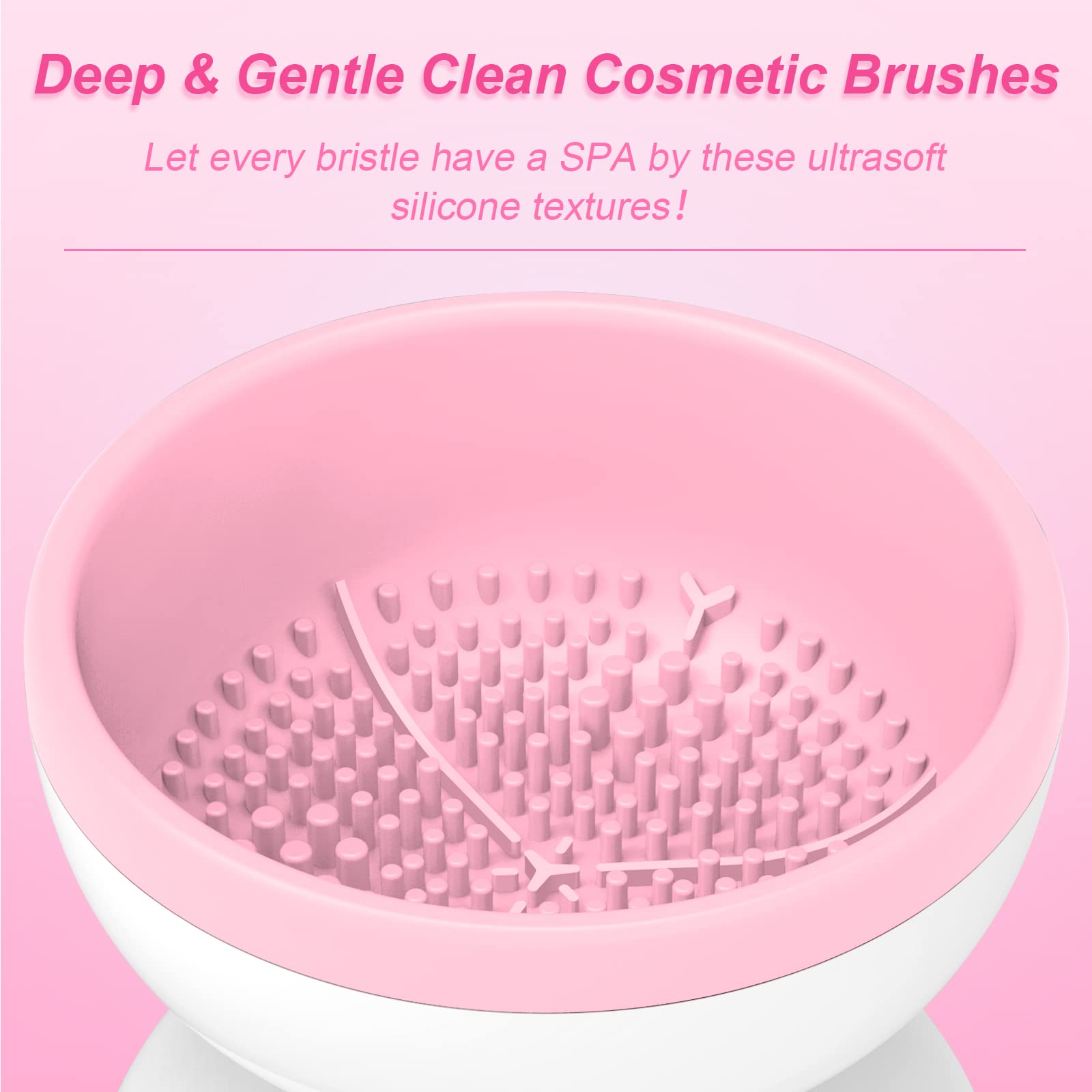 Pink Electric Makeup Brush Cleaner Machine, Windspeed Silicone Brush Cleaner Machine Beauty Blender Cleanser For Beauty Makeup Brushes, Christmas Halloween Valentine's Day Gifts for Your Girls