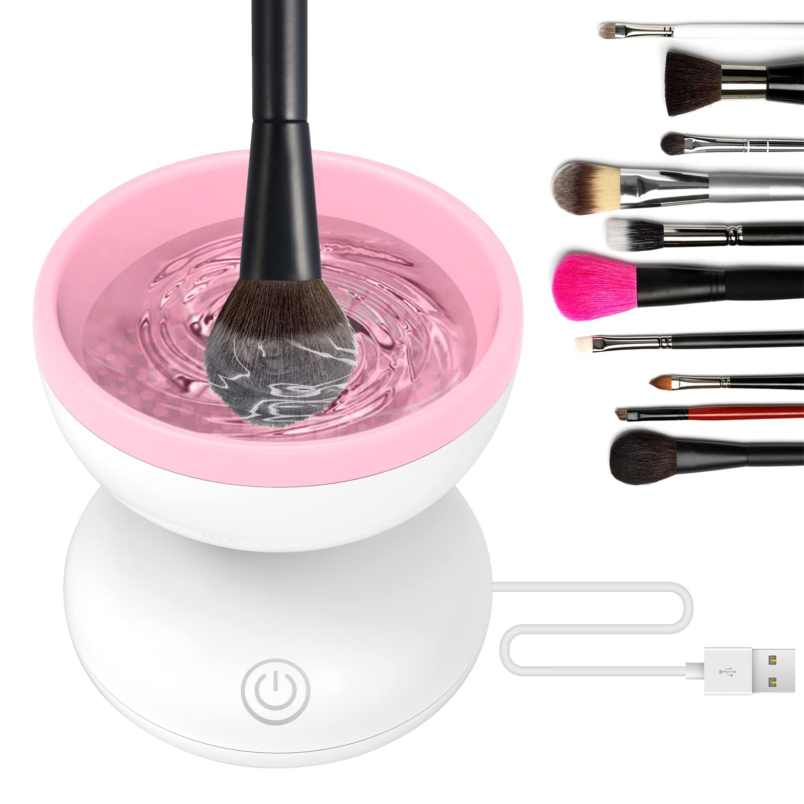 Pink Electric Makeup Brush Cleaner Machine, Windspeed Silicone Brush Cleaner Machine Beauty Blender Cleanser For Beauty Makeup Brushes, Christmas Halloween Valentine's Day Gifts for Your Girls