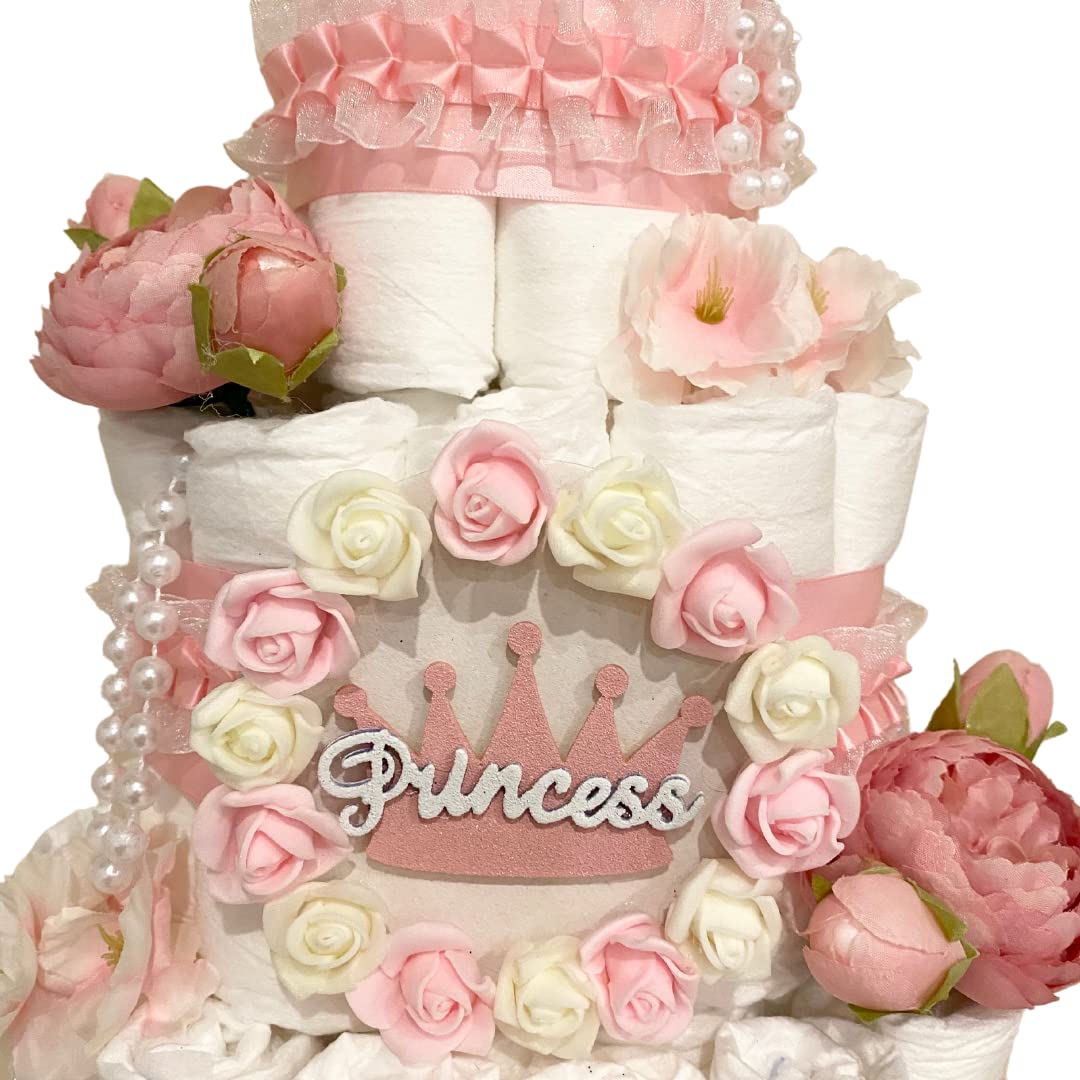 Princess Diaper Cake, 4 Tiers Diaper Cake for a Newborn Girl 12 0