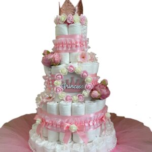 Princess Diaper Cake, 4 Tiers Diaper Cake for a Newborn Girl 12 0