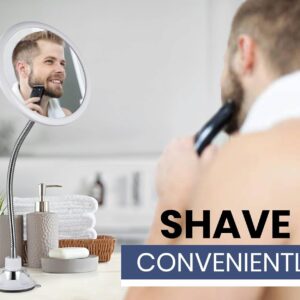 MIRRORVANA Flexible Round Fogless Shower Mirror for Shaving with Height Adjustable Gooseneck Extension, 360° Swivel and Upgraded Suction Cup - Shatterproof 6.7" Diameter Surface