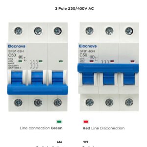 Elecnova 6-63A Miniature Circuit Breaker, AC 3 Pole 400V, DIN Rail Mounted 40 amp Breaker, Overload, Short-Circuit Protection, 110V / 120V Available, MCB