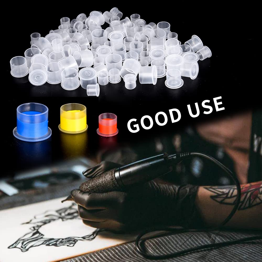 300pcs Ink Caps with Base Tattoo Ink Cups White