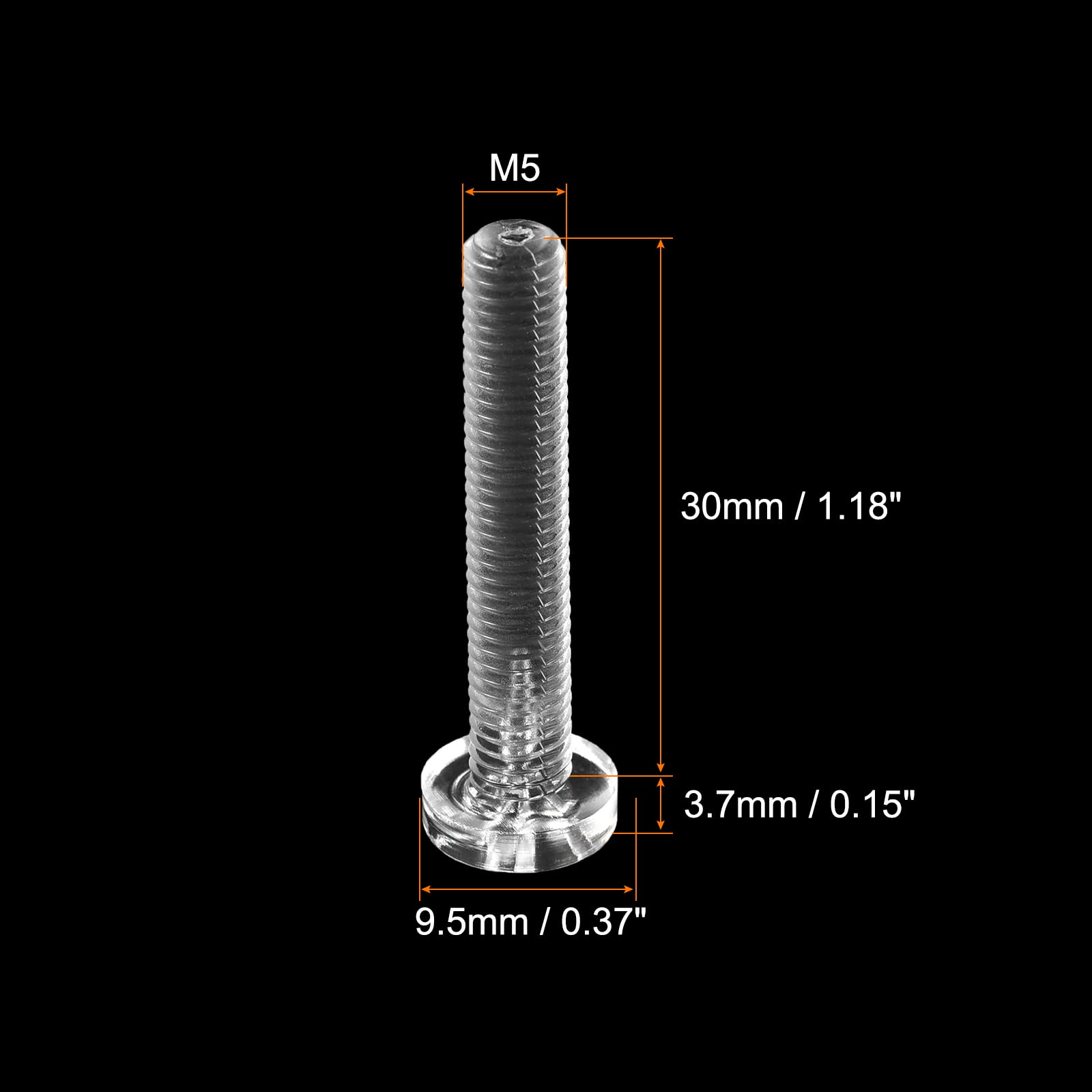 uxcell M5x30mm Plastic Phillips Bolts 50pcs PC Pan Head Machine Screws Transparent