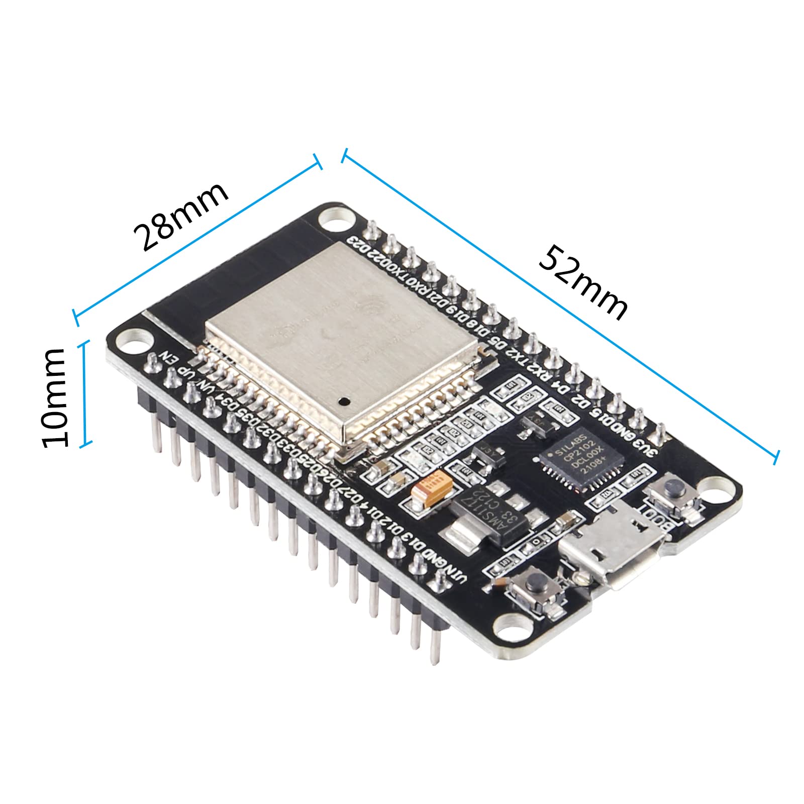 Diitao 2PCS ESP32 ESP32S ESP-WROOM-32 Development Board,NodeMCU 2.4GHz Dual-Core WLAN WiFi +Bluetooth 2 Function Microcontroller (ESP32 30PIN)