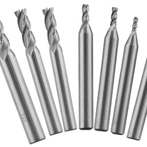 Aracombie 7pcs Straight End Mill Cutter Set, 4-Flute Drill Bit CNC Milling Bit Set, Square Nose HSS End Mill Metric Metal Router Bit Set for Wood Aluminum Steel (1.5mm 2mm 2.5mm 3mm 4mm 5mm 6mm)