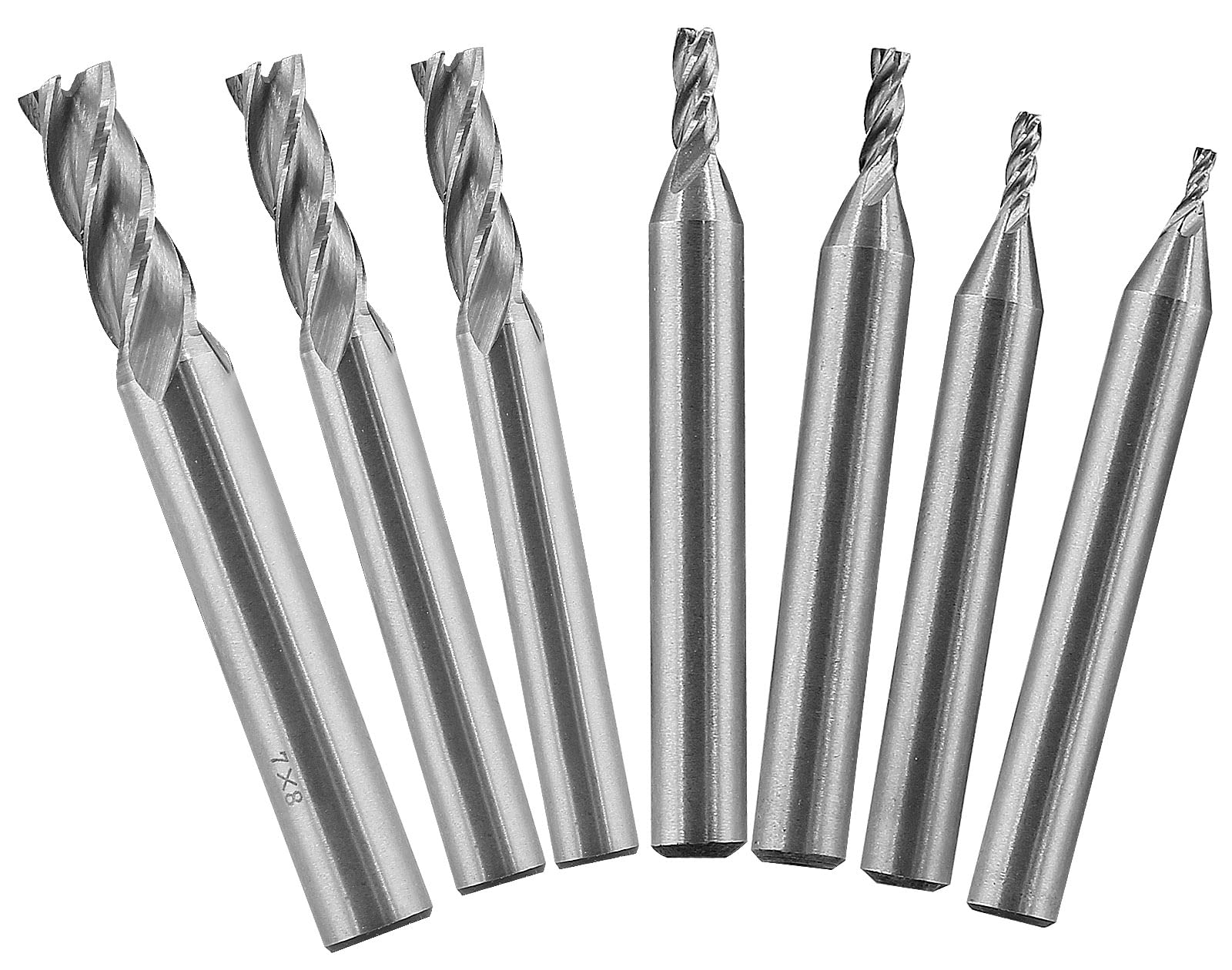 Aracombie 7pcs Straight End Mill Cutter Set, 4-Flute Drill Bit CNC Milling Bit Set, Square Nose HSS End Mill Metric Metal Router Bit Set for Wood Aluminum Steel (1.5mm 2mm 2.5mm 3mm 4mm 5mm 6mm)