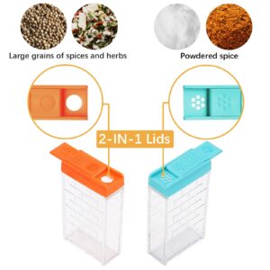 URALFA Spice Shaker Jars, Plastic Seasoning Shaker Box Condiment Set for Travel, Seasoning Storage Containers,Color