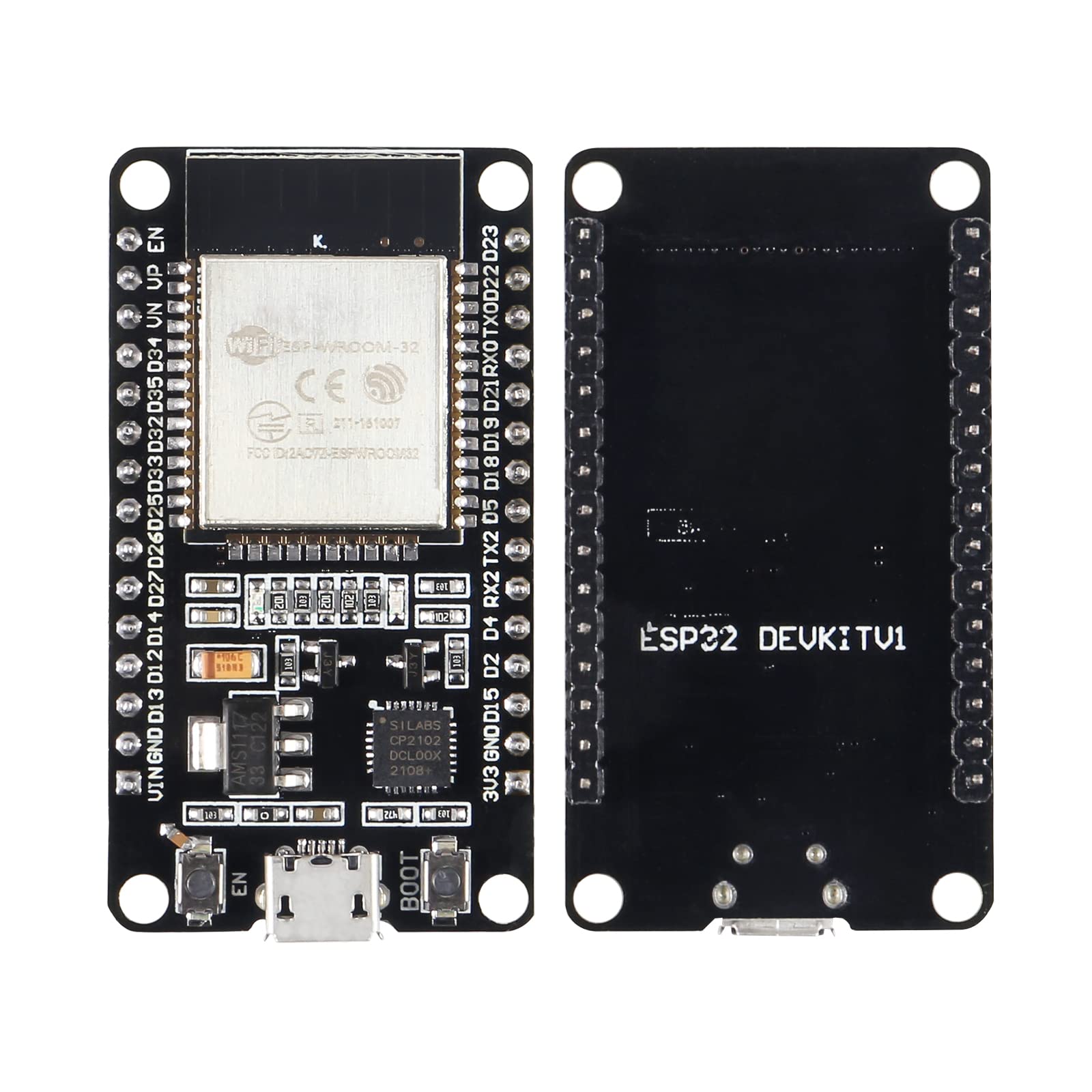 Diitao 2PCS ESP32 ESP32S ESP-WROOM-32 Development Board,NodeMCU 2.4GHz Dual-Core WLAN WiFi +Bluetooth 2 Function Microcontroller (ESP32 30PIN)