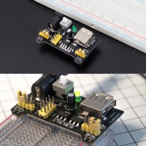 ALAMSCN 3.3V 5V MB102 Solderless Breadboard Power Supply Module with 9V Battery Clip Power Cable 2.1x 5.5mm Male DC Jack Plug for Arduino (Pack of 8)