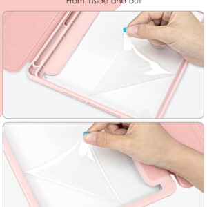 DTTOCASE for iPad 6th / 5th Generation 9.7 inch Case (2018/2017), iPad Air 2 & 1 (2014/2013) Case, Clear Back, Smart Cover [Built-in Pencil Holder, Auto Sleep/Wake] - Rose Gold