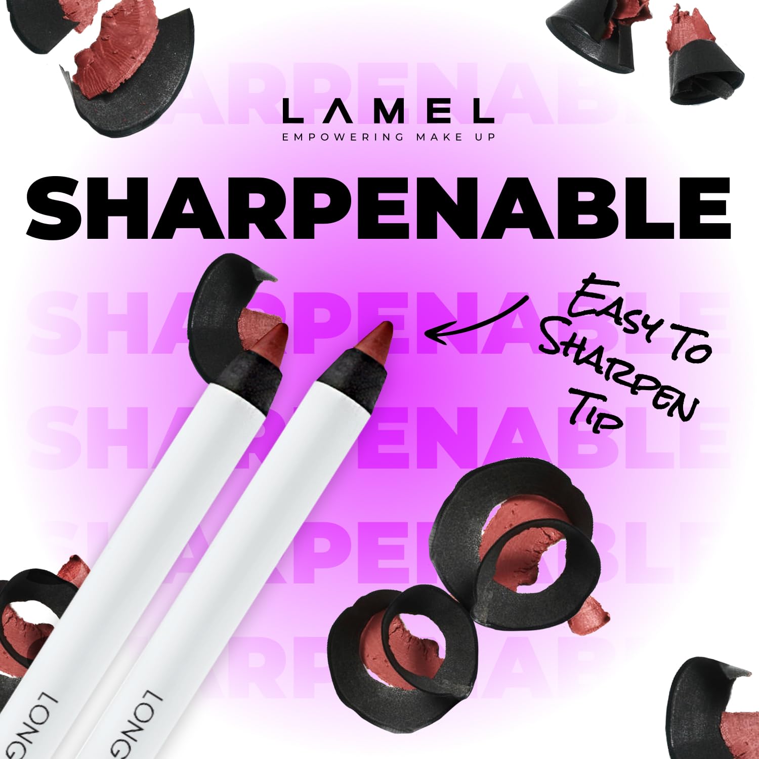 Lamel Matte Gel Lip Liner Pencil | Weightless & CreamyTexture - Sharpenable - Longwear & Waterproof - High Pigmented & Flawless Finish - Cruelty-free & Paraben-Free - 404, 1,7g/0.05oz. (Berry)