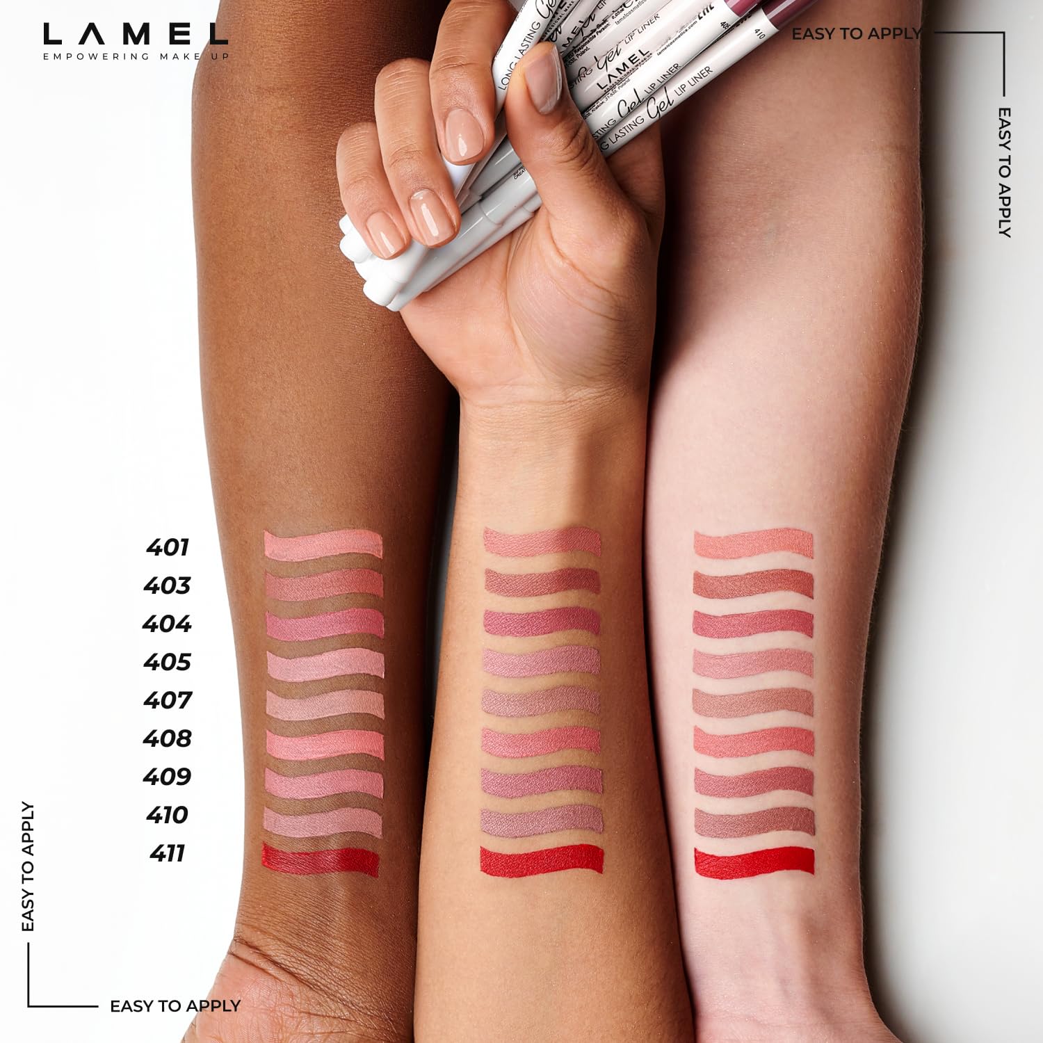 Lamel Matte Gel Lip Liner Pencil | Weightless & CreamyTexture - Sharpenable - Longwear & Waterproof - High Pigmented & Flawless Finish - Cruelty-free & Paraben-Free - 404, 1,7g/0.05oz. (Berry)