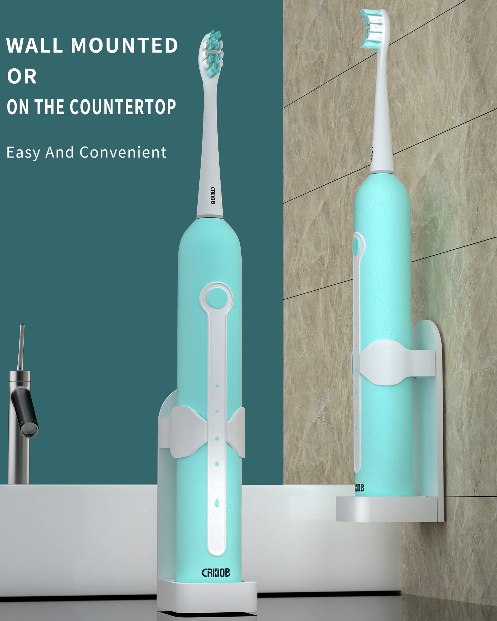 CRKIOB Electric Toothbrush for Adults Ultrasonic Rechargeable Power Toothbrushes One Charge for 180 Days Use with 2 Brush Heads and Holder Electric Toothbrushes (Green)