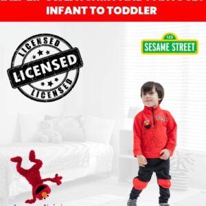 Sesame Street Elmo Infant Baby Boys Fleece Half Zip Sweatshirt and Pants Set red/black 18 Months