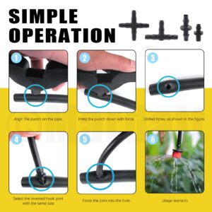 Mardatt 152Pcs Drip Irrigation Barbed Connectors Fittings Kit for 1/4" Tubing Includes 90/180/360 Angle Atomizing Sprinkler Sprayer and Barbed Connector for Agriculture Hydroponic Garden Lawn