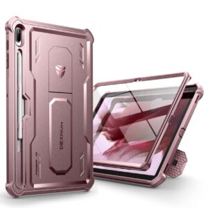 Dexnor Case for Samsung Galaxy Tab S8+ Plus(2022)/Galaxy Tab S7+ Plus (2020) 12.4 Inch, [Built in Screen Protector & Kickstand] with Pen Holder Heavy Duty Shockproof Full Body Protective Cover-Pink