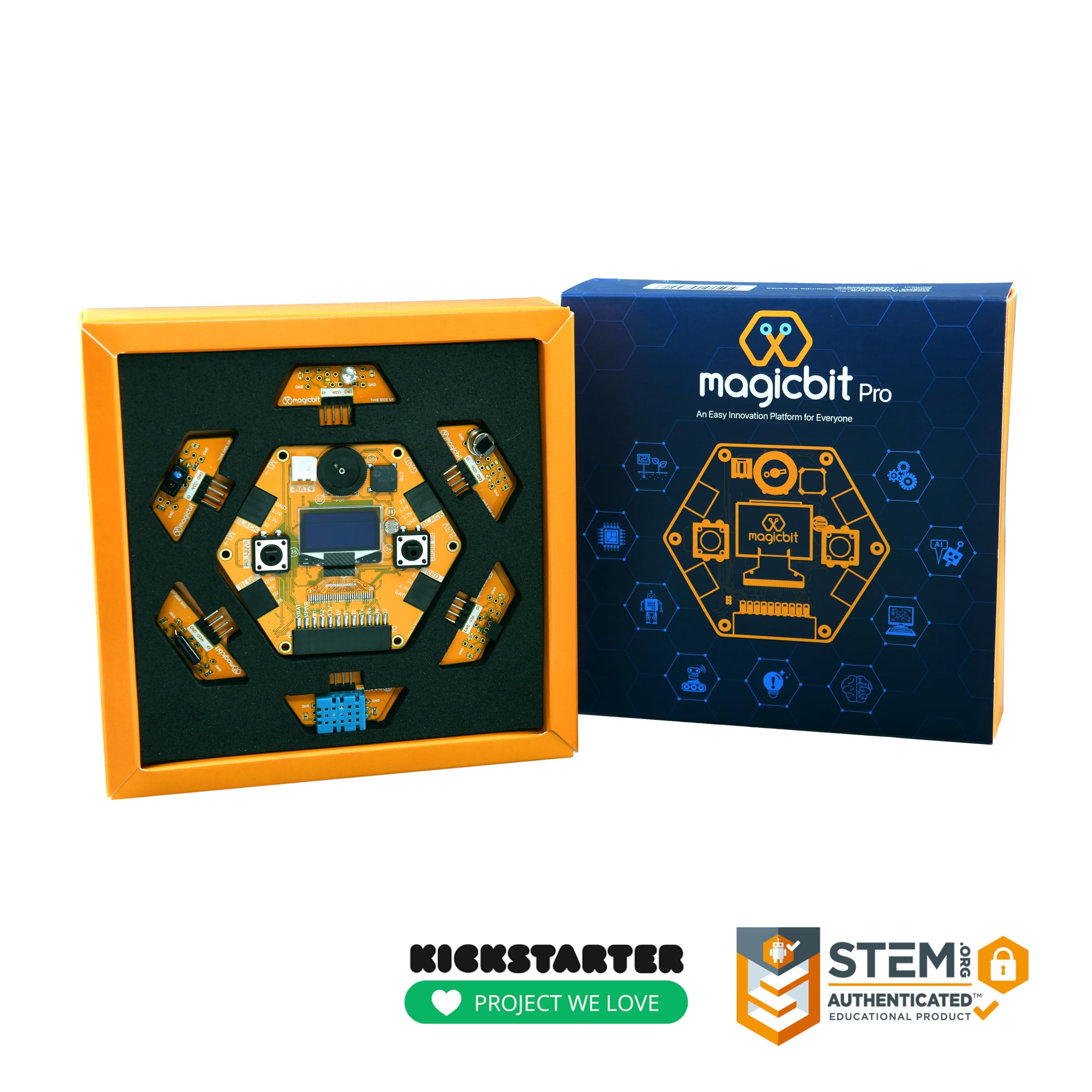 Magicbit Pro - Arduino Compatible STEM Innovation kit for Programming, IoT, Robotics & Electronics + 10 Plug and Play Sensor modules for Applications + ESP32 Powered + Free Learning Content