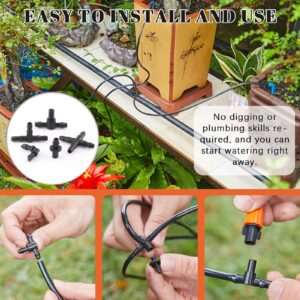 Tanstic 240Pcs Barbed Connectors Drip Irrigation Fittings Kit, Including Single Barbs, Straight Barbs, Tees, Switch Valve, Elbows, End Plug, Hose Stakes, 4-Way Coupling for Sprinkler Drip Systems