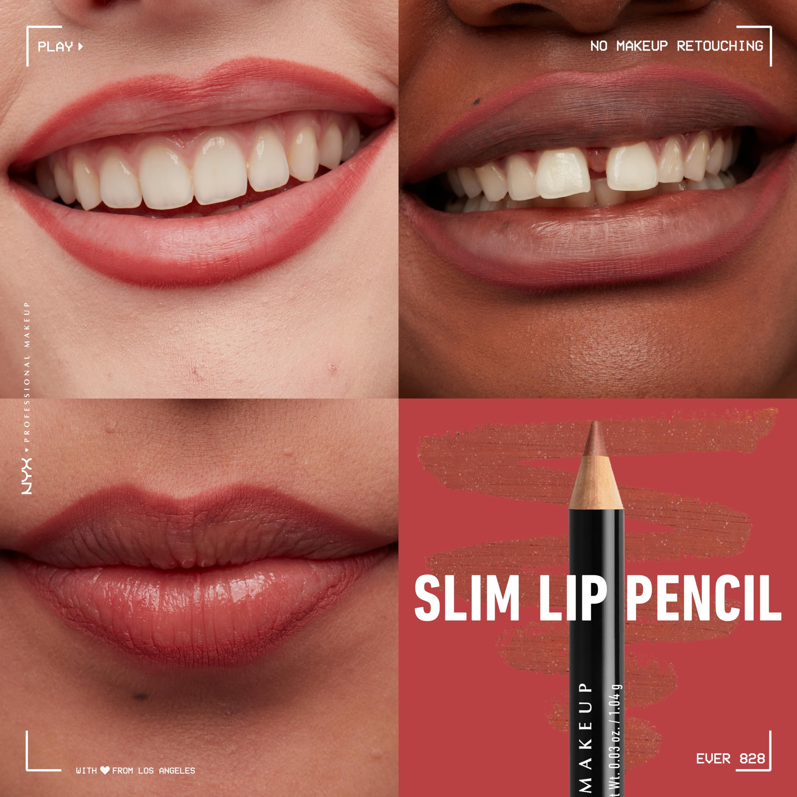 NYX PROFESSIONAL MAKEUP Slim Lip Pencil, Long-Lasting Creamy Lip Liner - Pack Of 3 (Peakaboo Neutral, Nude Pink, Ever)