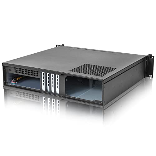 RackChoice MicroATX 2U Rackmount Server Chassis Short Depth 1x5.25 Front +4x3.5 Bay / USB3.0 with 2.0 Adapter Support ATX PSU with top 120mm or Side 80mm Fan Black