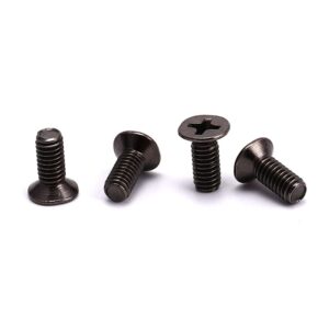 100pcs m2.5×4mm black carbon steel phillips cross countersunk head (flat head) screws bolts gb819