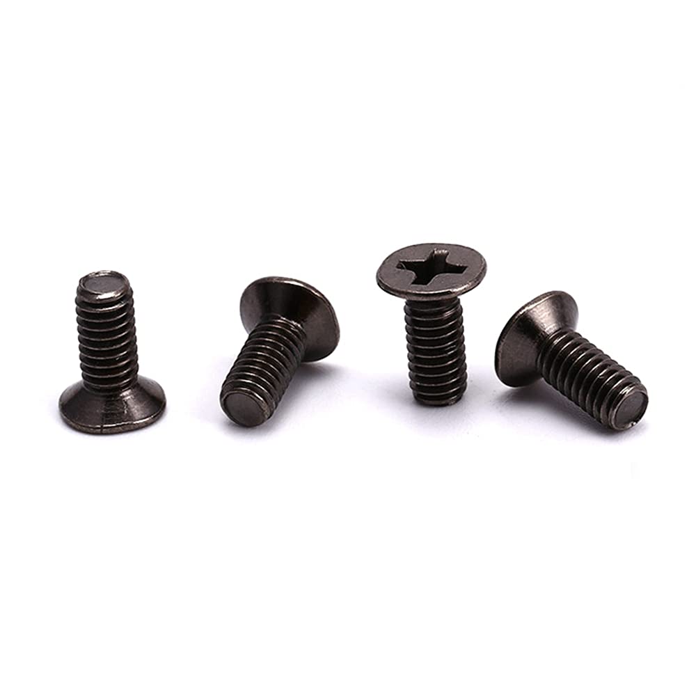 100pcs M2.5×4mm Black Carbon Steel Phillips Cross Countersunk Head (Flat Head) Screws Bolts GB819