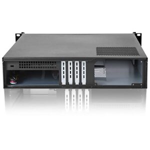 RackChoice MicroATX 2U Rackmount Server Chassis Short Depth 1x5.25 Front +4x3.5 Bay / USB3.0 with 2.0 Adapter Support ATX PSU with top 120mm or Side 80mm Fan Black