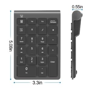 LIANGSTAR Number Pad, Wireless Numeric Keypad 22 Keys Portable Keyboard Extensions with 2.4GHz USB Receiver for 10 Key Financial Accounting Data Entry, Surface Pro, Laptop, Desktop, PC, Notebook