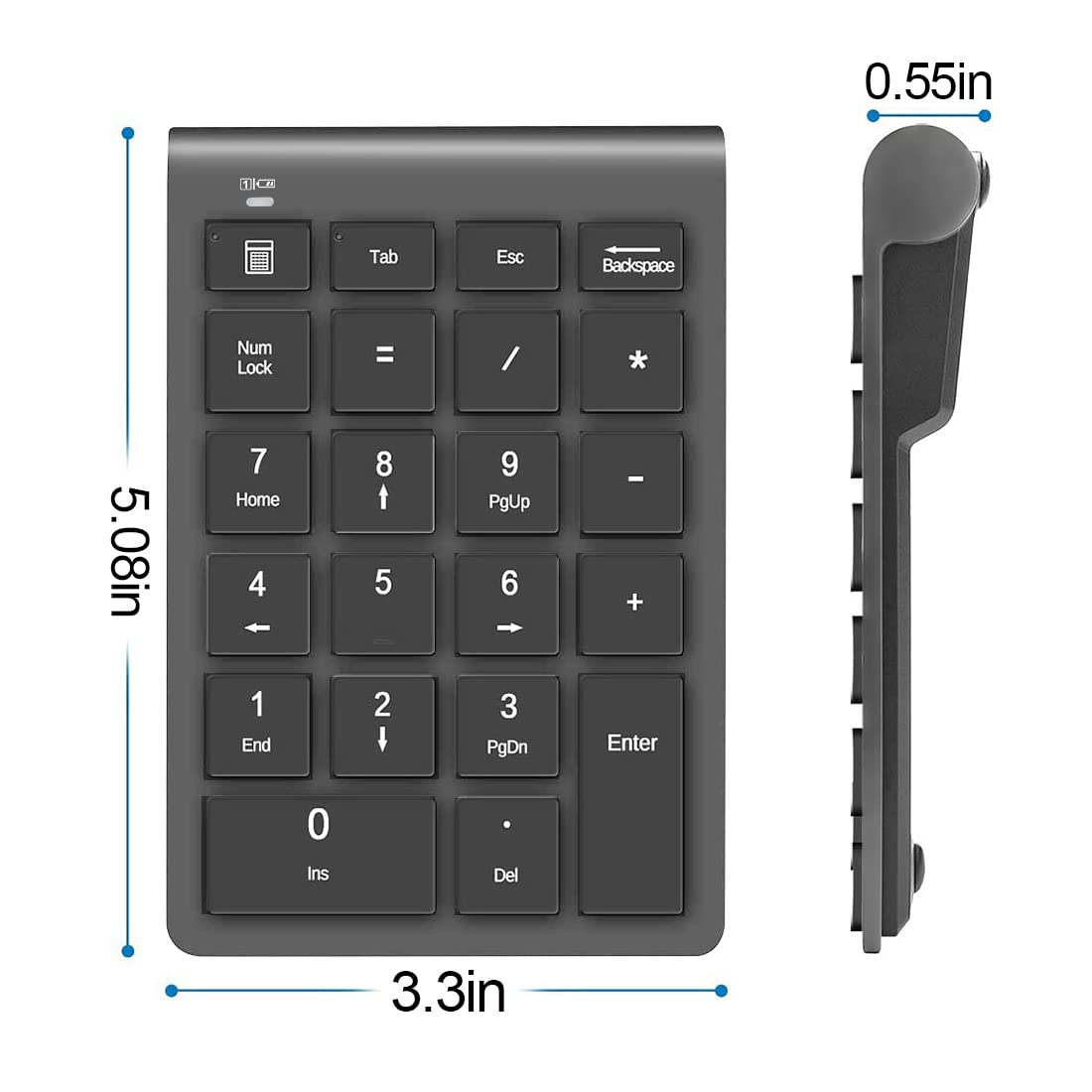 LIANGSTAR Number Pad, Wireless Numeric Keypad 22 Keys Portable Keyboard Extensions with 2.4GHz USB Receiver for 10 Key Financial Accounting Data Entry, Surface Pro, Laptop, Desktop, PC, Notebook