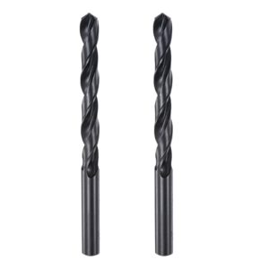 uxcell 6542 high speed steel straight shank twist jobber drill bit, fully ground black oxide drill bits 9.4mm drill diameter 125mm total length 2 pcs