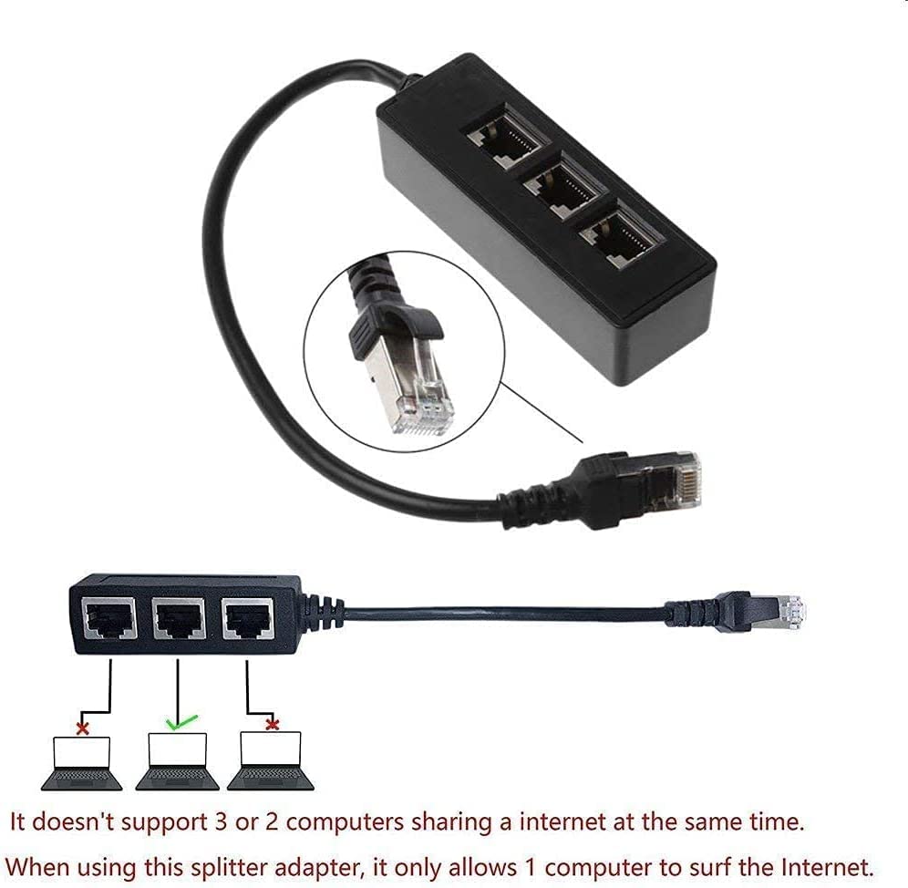 HRIOEKAX RJ45 Ethernet Splitter Cable, RJ45 Y Splitter Adapter 1 to 3 Port Ethernet Switch Adapter Cable for CAT 5 CAT 5e CAT 6 CAT 7…