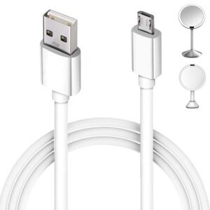 Rahhaze 5 Ft Micro USB Charging Cord Fit for Simplehuman Mirror 5" 8" Round Lighted Makeup Mirror Charger Adapter - White