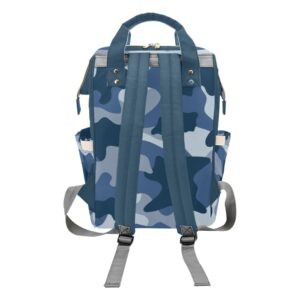 XOZOTY Camouflage Blue Army Diaper Bags Backpack with Name Personalized Baby Bag Nursing Nappy Bag Travel Tote Bag Gifts