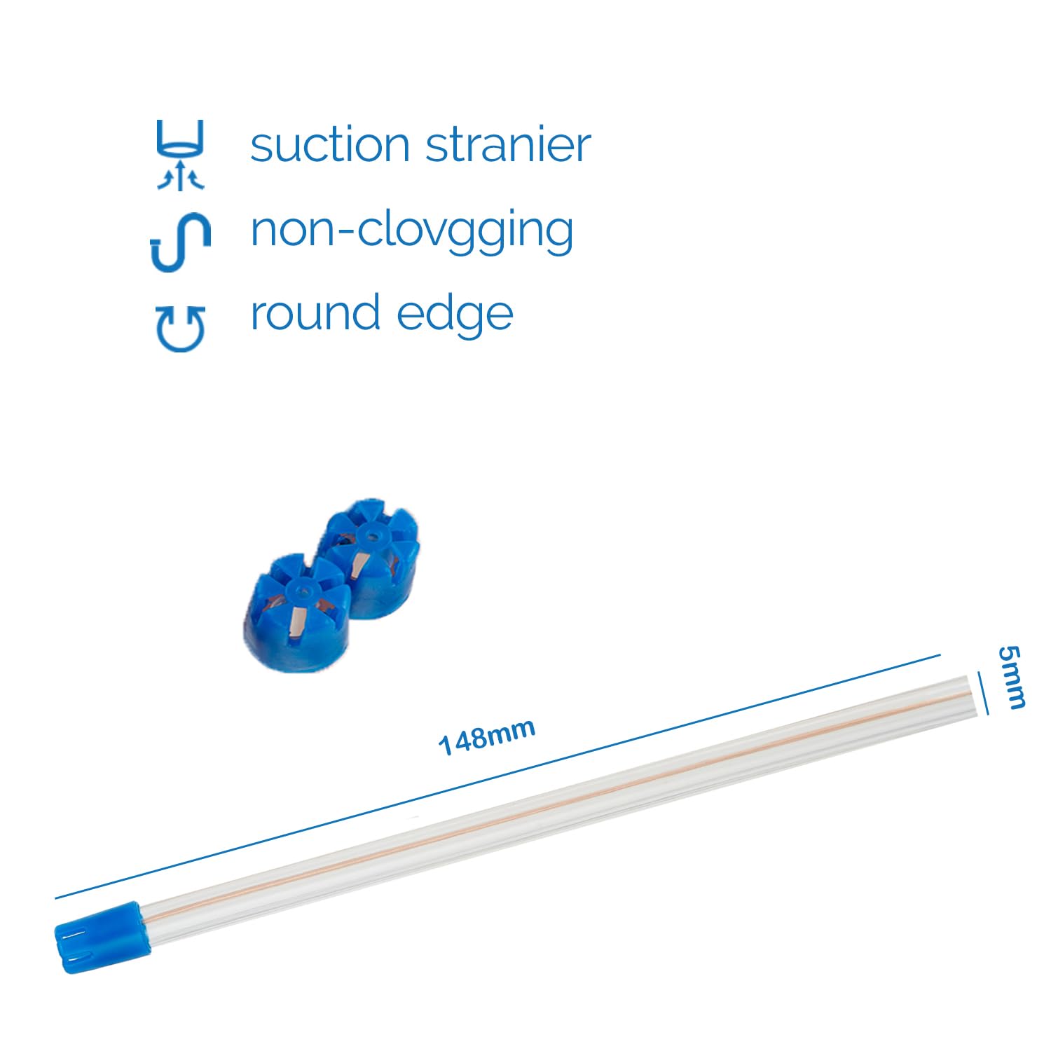 JMU 1000pcs Dental Saliva Ejectors, Disposable Suction Tips Clear Tube with Blue Tip, 10 Bags