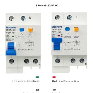 Elecnova 6-63A Miniature Circuit Breaker, 1Pole+N AC 20 Amp 230V, DIN Rail Mounted, Circuit Leakage, Overload, Short-Circuit Protection, 110V / 120V Available