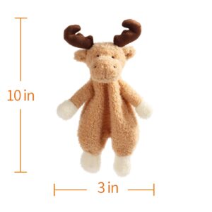 Apricot Lamb Stuffed Animals Moose Security Blanket Brown Reindeer Infant Nursery Character Blanket Luxury Snuggler Plush 10 Inches