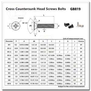 100pcs M2.5×4mm Black Carbon Steel Phillips Cross Countersunk Head (Flat Head) Screws Bolts GB819