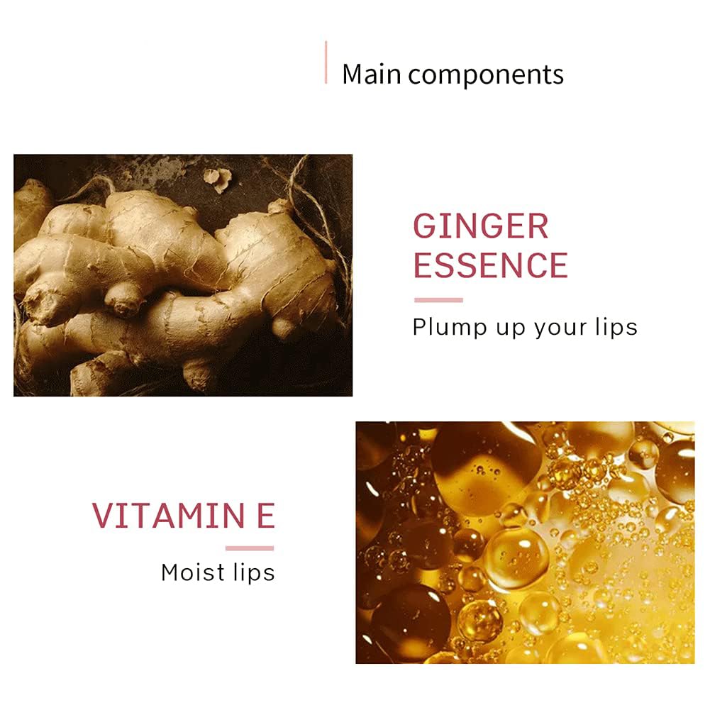 Lip Plumper, Lip Plumping Lip Gloss, Lip Care Serum, Lip Enhancer, Reduce Fine Lines, Increased Elasticity, Lip Enhancer for Fuller (Ginger*Lip Plumper)