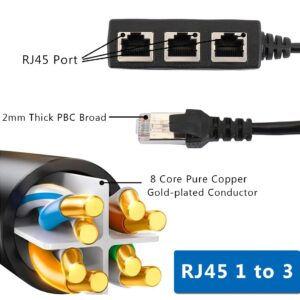 HRIOEKAX RJ45 Ethernet Splitter Cable, RJ45 Y Splitter Adapter 1 to 3 Port Ethernet Switch Adapter Cable for CAT 5 CAT 5e CAT 6 CAT 7…