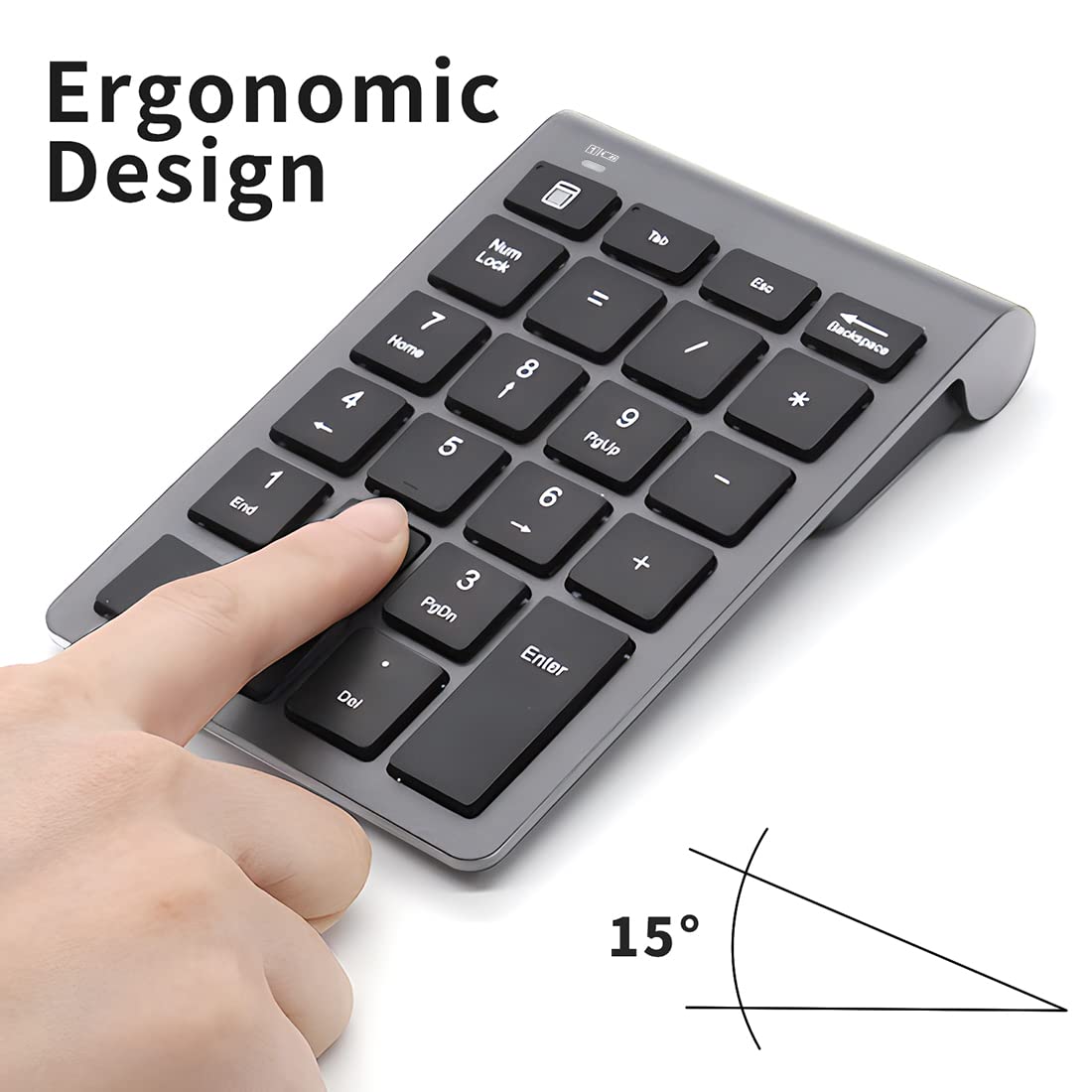 LIANGSTAR Number Pad, Wireless Numeric Keypad 22 Keys Portable Keyboard Extensions with 2.4GHz USB Receiver for 10 Key Financial Accounting Data Entry, Surface Pro, Laptop, Desktop, PC, Notebook