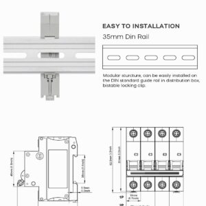 Elecnova 6-63A AC Miniature Circuit Breaker, 1 Pole 32 Amp 230V, DIN Rail Mounted Circuit Breakers, Overload, Short-Circuit Tripping, MCB, 110V / 120V Available