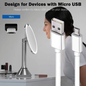 Rahhaze 5 Ft Micro USB Charging Cord Fit for Simplehuman Mirror 5" 8" Round Lighted Makeup Mirror Charger Adapter - White