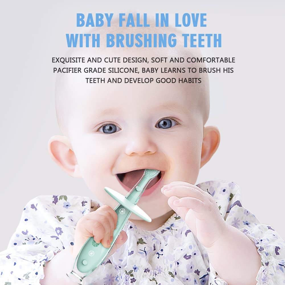 Kisdream Infant Baby Toddler Kid Toothbrush:Chewable Extra Soft Bristle Beginner Brushing Teeth for 2 Months - 5 Year Old Stage 1-3 Age Training First Suction Tooth Brush Set Bpa Free (MT2404)